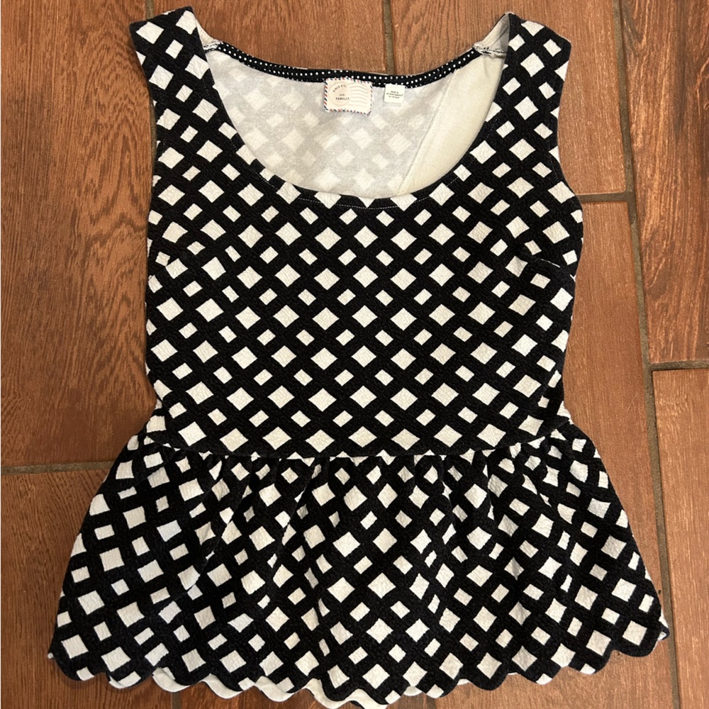 Anthropologie postcard size XSp black and white top